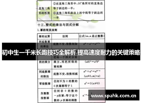 初中生一千米长跑技巧全解析 提高速度耐力的关键策略